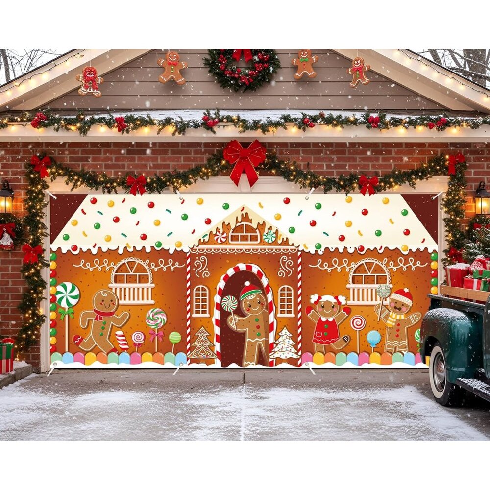 16 x 7Ft Christmas Garage Door Banner Decoration Magnetic Garage Door Covers Lar - Picture 4 of 8